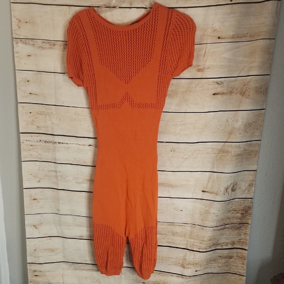 Hera Collection Pants - Hera Collection Vibrant Orange Knit Romper